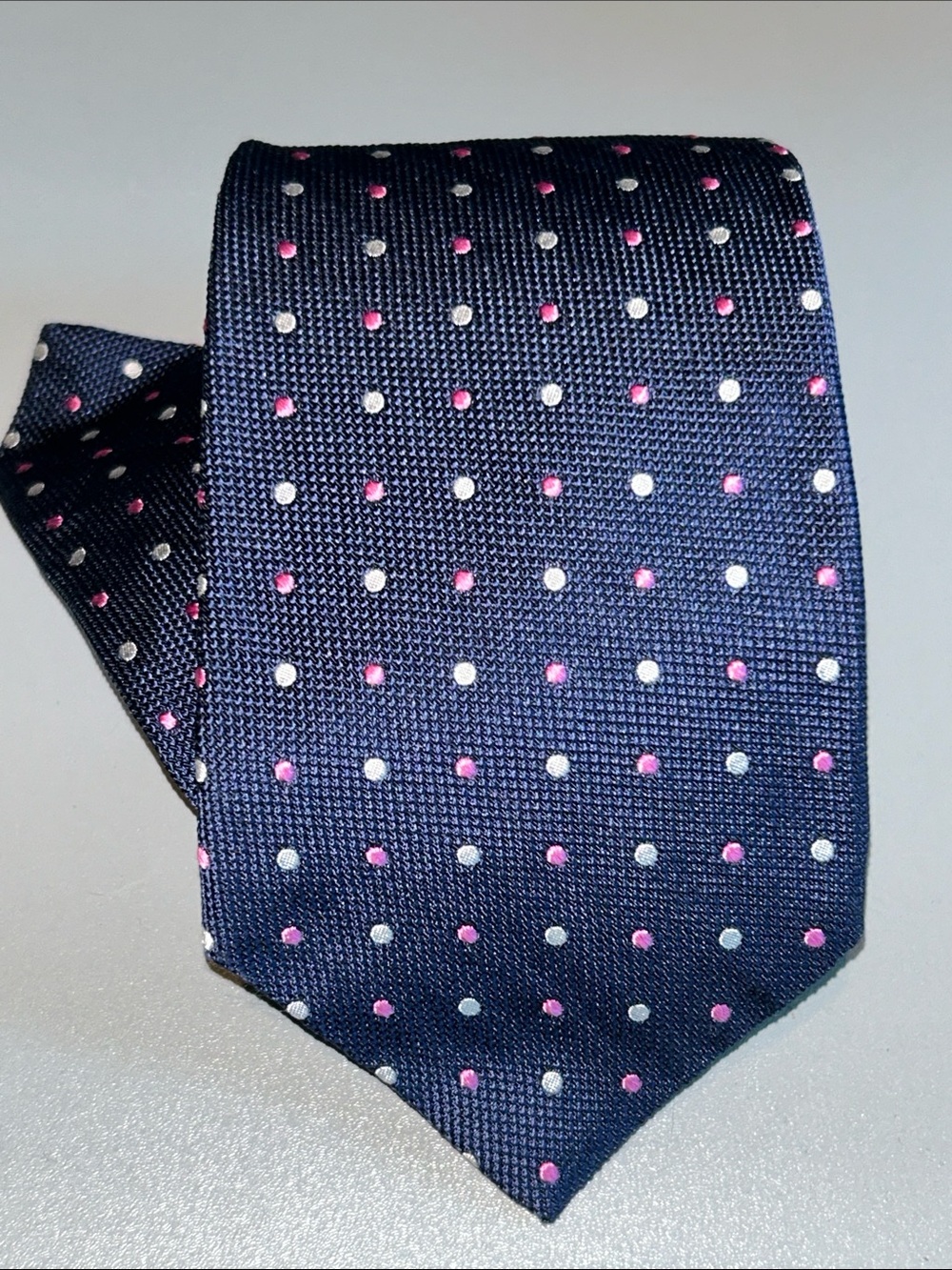 Brooks Brothers Classic Navy Polka Dot Men's Tie Pink & white Dot